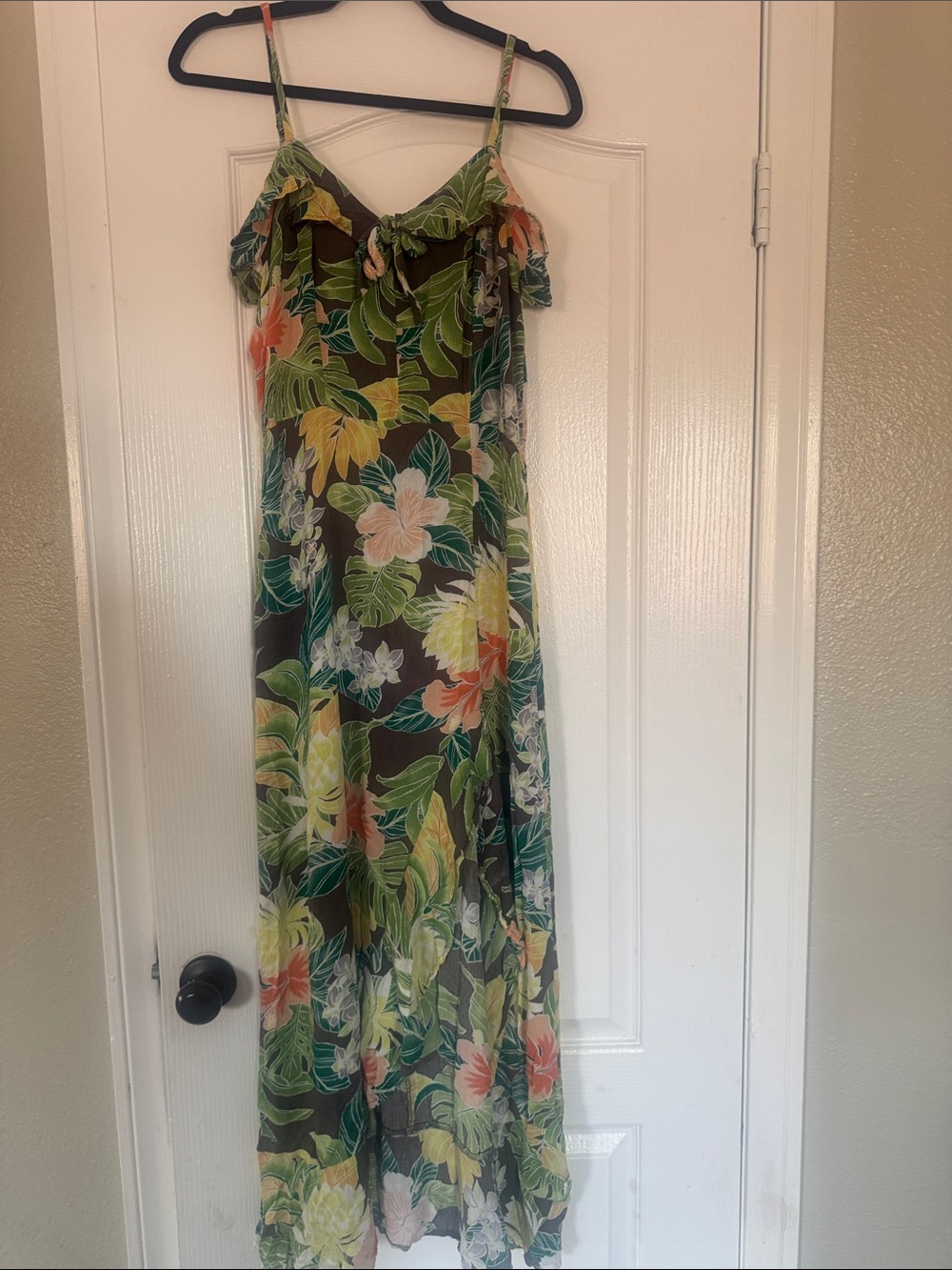 Volcom Tropical Floral Maxi Dress in Green and Yellow